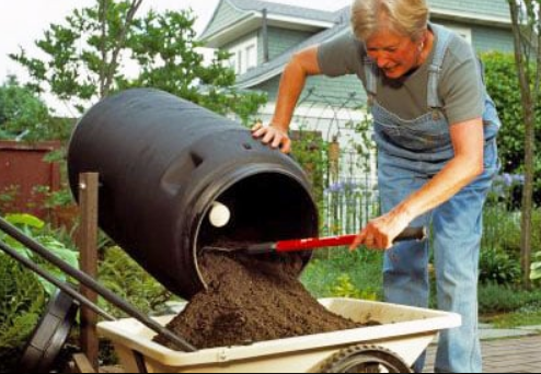Traditional backyard compost tumbler