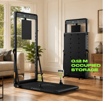 INNODIGYM OMNI X1 smart home gym unfolded and folded storage comparison