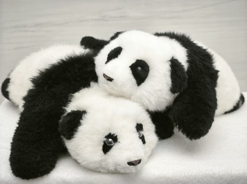 Pair of plush panda robots