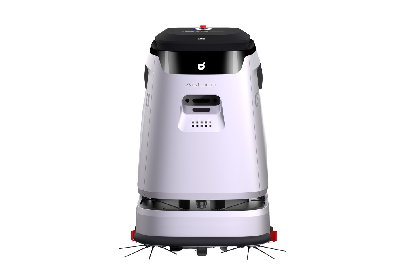 Front view of AgiBot white commercial cleaning robot