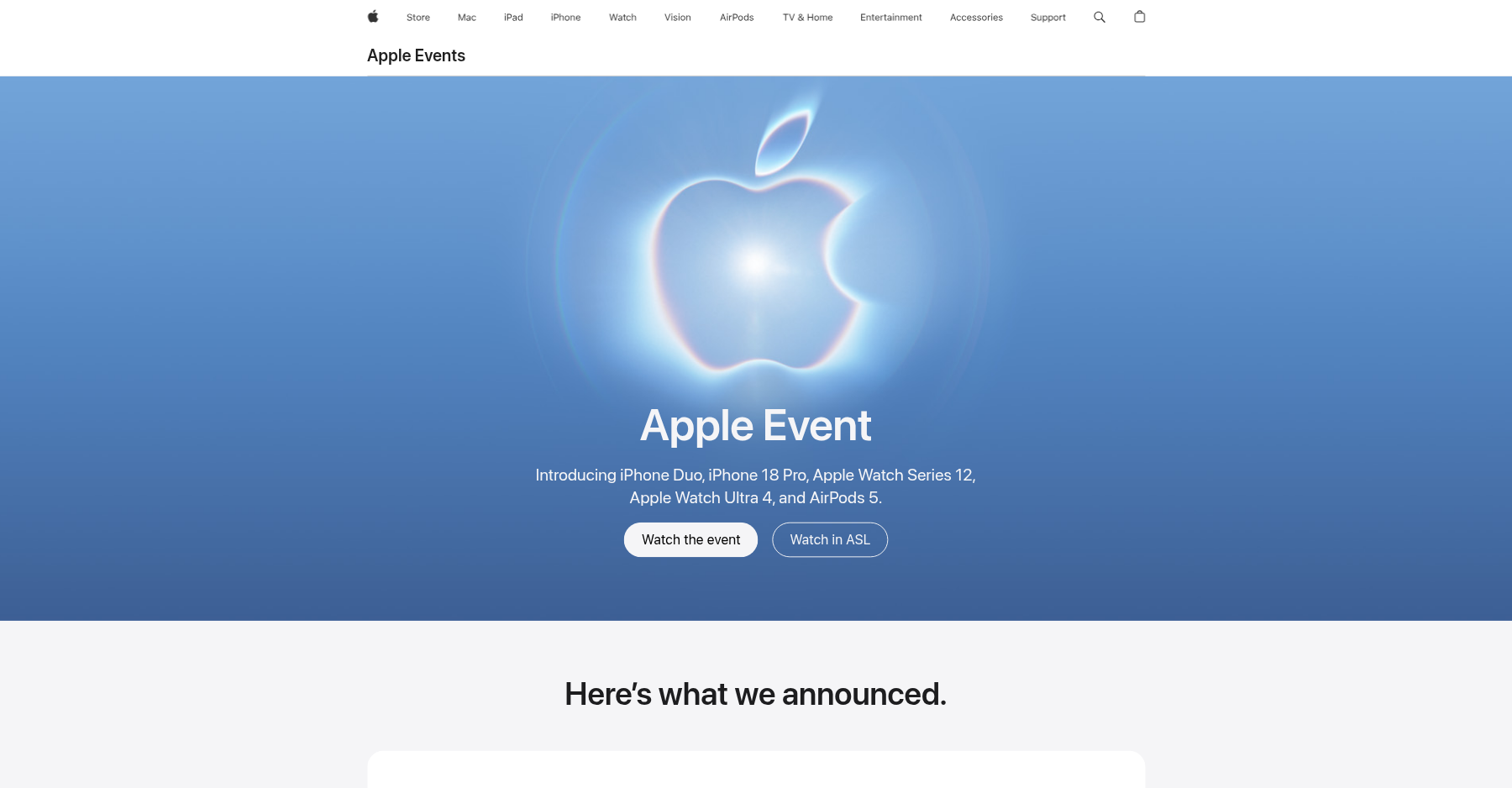 Apple Events page