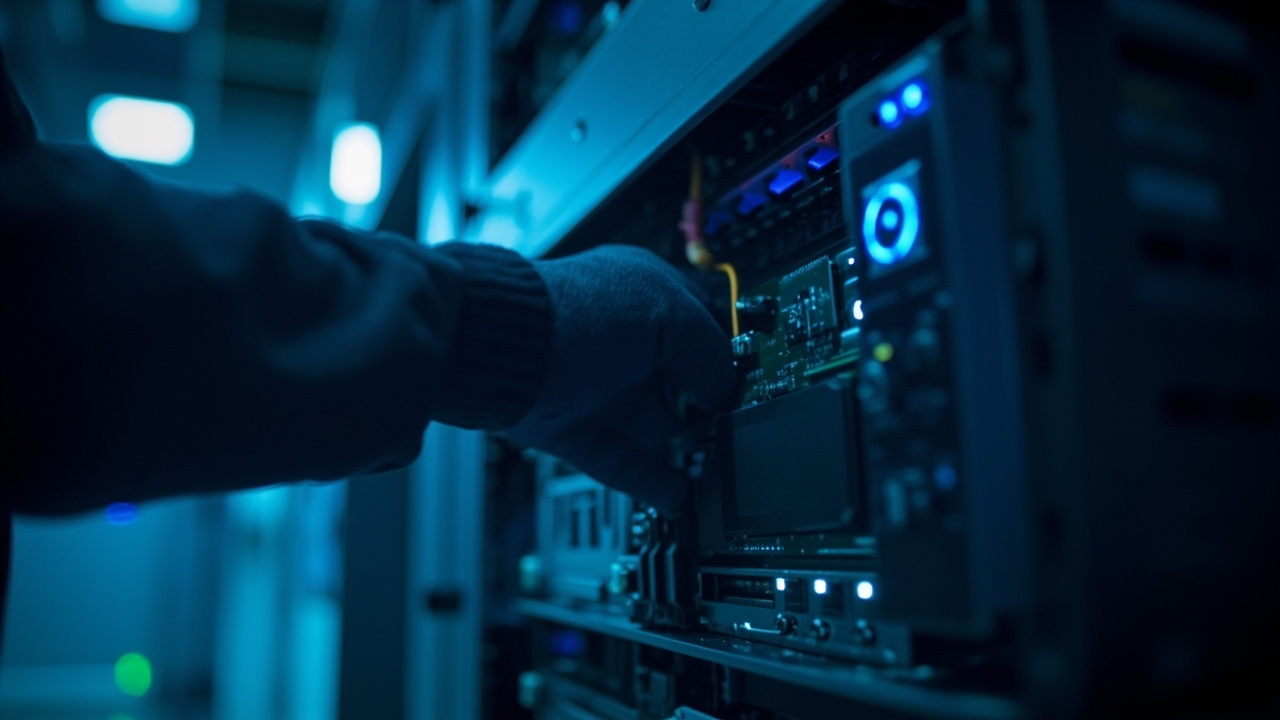 Technician installing an accelerator card in a server